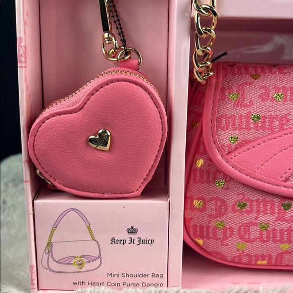 NWT Juicy Couture Pink Mini Shoulder Bag & Heart Coin Purse Gift Set - Y2K Vibes - Picture 4 of 6